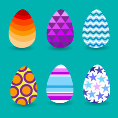 Easter Holiday Decorated Colorful Eggs Set Collection