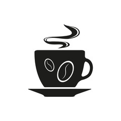 Single black coffee cup or mug icon