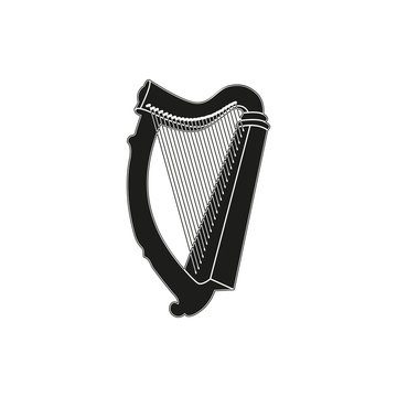 Vector illustration of harp on white background