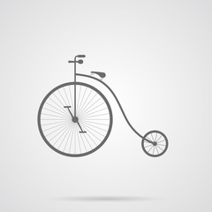 Fototapeta na wymiar Vector Gray Retro Bicycle Flat Icon