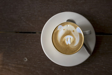 Latte art with pig face 