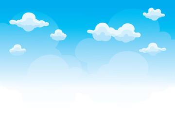Group of clouds on blue sky, background of cartoon clouds