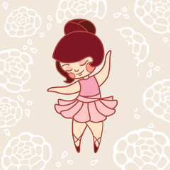 Little girl dancing ballet in a pink dress