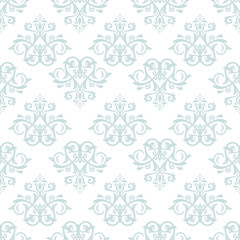 Seamless oriental ornament in the style of baroque. Traditional classic vector light blue pattern