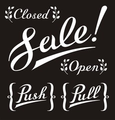 Shop signs with hand drawn lettering