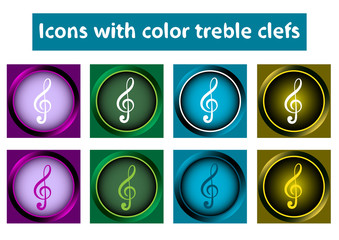 Icons with color treble clefs