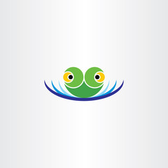 green frog head in water pond icon vector logo