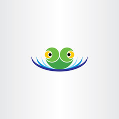 green frog head in water pond icon vector logo