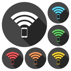 Signal symbol,Wireless, wifi icons set with long shadow