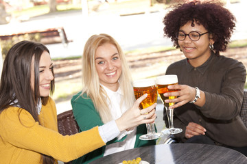 group of friends toasting and celebrating