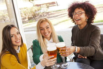 group of friends toasting and celebrating