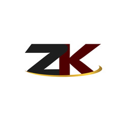 ZK alphabet in grey and red with golden curve