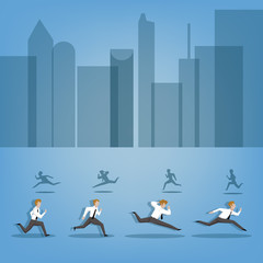 Cartoon character, Businessman running in Rush hours., (Business concept cartoon illustration)