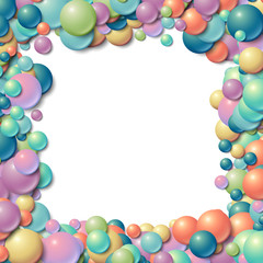 Background frame with scatterd messy glowing rubber balls