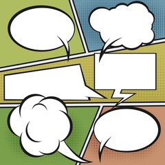 Comic Book Speech Bubbles. A set of colourful and retro comic book design elements with speech bubbles! Vector illustration