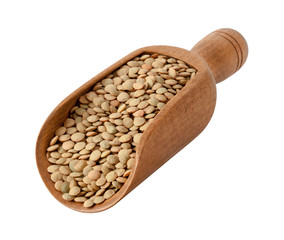 Lentils in a Wood Scoop