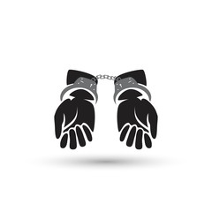 Silhouette illustration of human hands handcuffed
