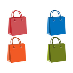 Shopping bags orange, blue, green and red