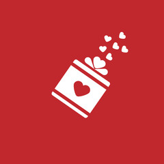 Valentine's day concept illustration with gift box and heart symbol.