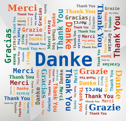 Obraz premium Merci - Thank You - Danke - Grazie - Gracias Nuage de Mots 5 Langues Français Anglais Italien Allemand Espagnol Fond Clair