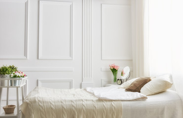 bedroom in soft light colors