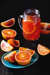 Blood oranges with juice