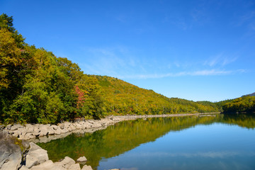 Biwa pond, Shiga Highlands in autumn in Nagano, Japan