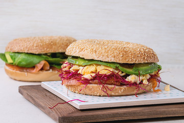 Bagel with salmon and egg