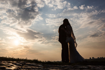 Silhouette of Bride and groom