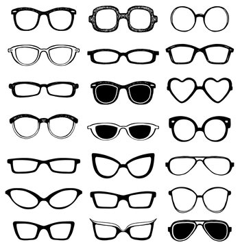 Drawn glasses vector set