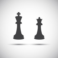 Simple icons chess pieces, king and queen