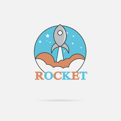 Start Up Concept Symbol Space Roket Ship Sky Icon Trendy Modern Flat Design Template Vector Illustration