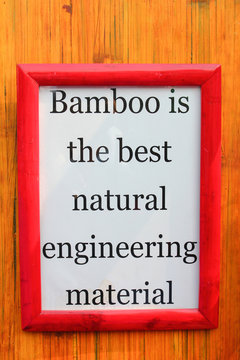 frame with quote on bamboo