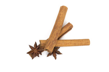 Cinnamon on the white background