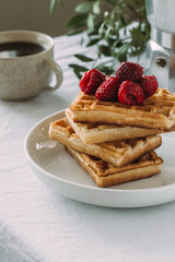 Plate of belgian waffles 