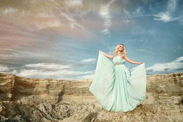 The women in the blue dress