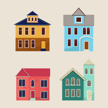 Colourful home icon collection