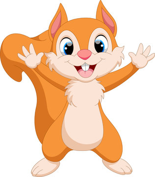 Cute squirrel cartoon waving 