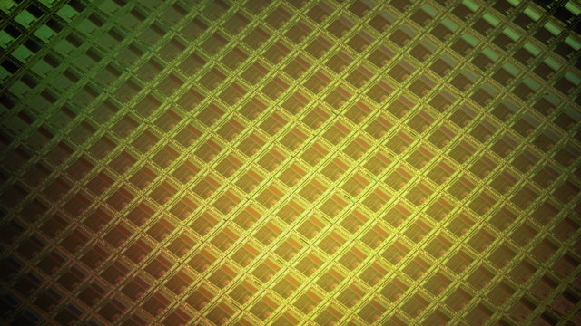 Computer Flash Memory ROM Wafer Rotating on View 4k