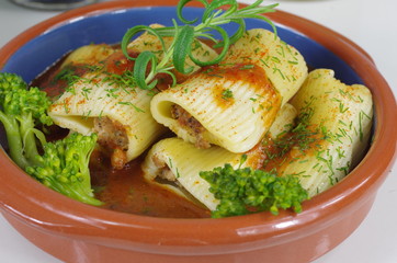 stuffed pasta in sauce