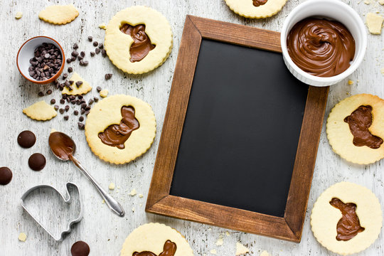 Beautiful Composition Of Food Easter Dessert Chocolate Cookies I