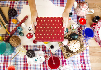 Coloring Easter Eggs for easter day concept