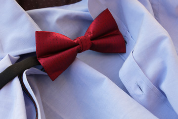 Red bow tie with shirt