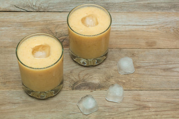 fruit smoothies and ice cubes