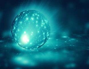 ai brain system data connecting to analysis , light internet social network background, illustration of global web with link to electric information, cyber with group of security, hacker online to net