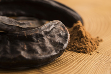 carob pods and carob powder
