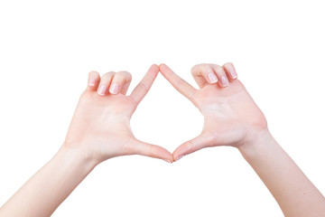 isolated female hand showing symbol