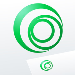 Abstract vector sign in sphere shape. Logo for Cosmetic, Ecology, Pharmacy and Medicine activity