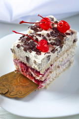 Homemade cake with cherries and chocolate
