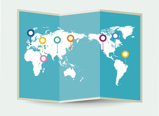 Obraz na płótnie Canvas 世界地図・世界旅行・マップ